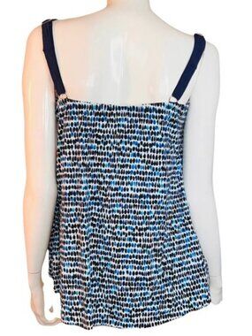 Christina Blue White and‎ Black Tankini Swimsuit Top